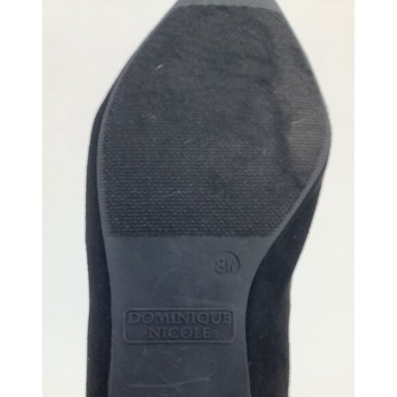 Dominique Nicole Womens Black Flats With Rhinestone Bow Embellishment Size 8M - Picture 6 of 6